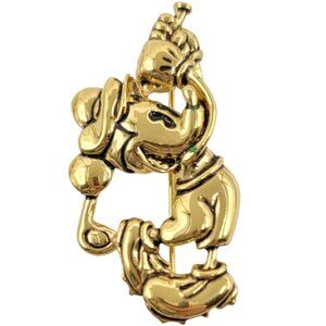 Disney Napier Gold Tone Mickey Playing Golf Brooch Pin,  Signed